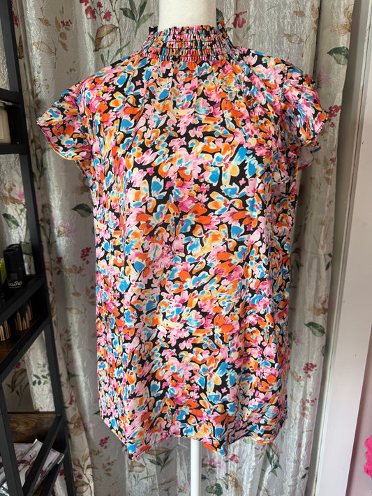 Orange Floral Blouse