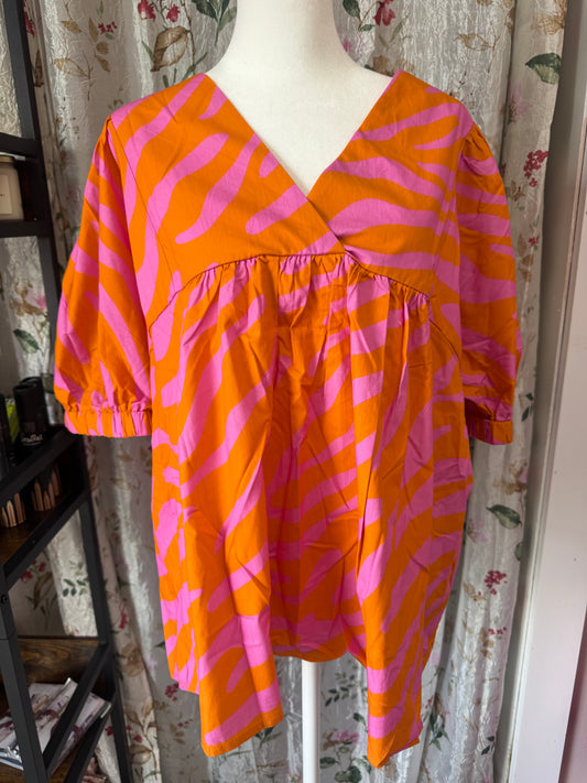 Orange Pink Zebra Blouse