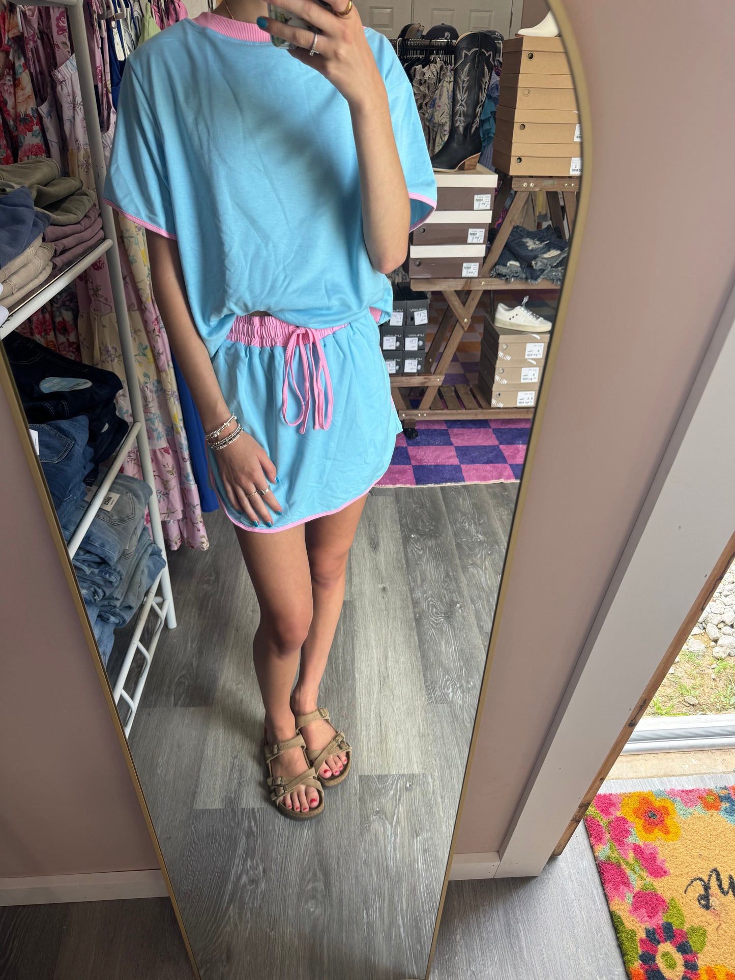 Blue Pink Skort Set