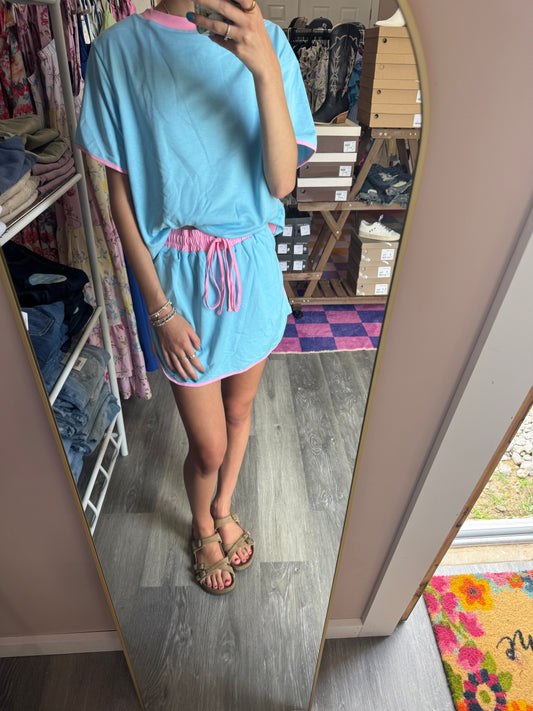 Blue Pink Skort Set