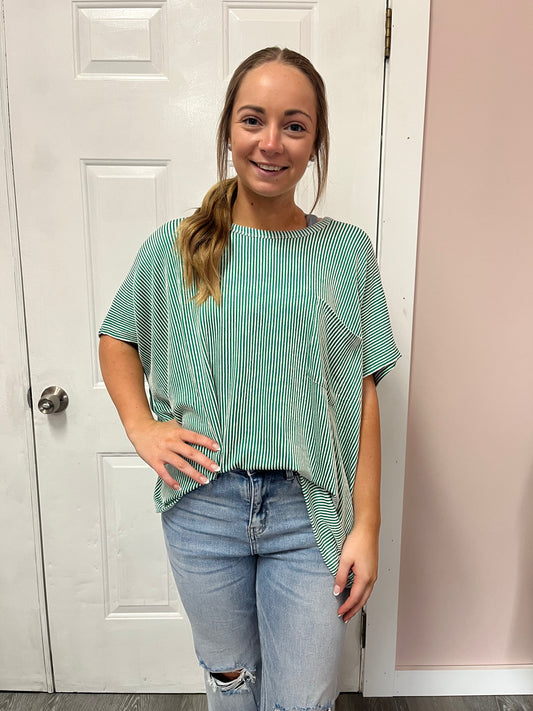 Green Corded Ribbed Top