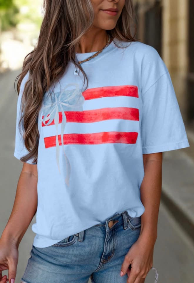 Flag Bow Crewneck Tee