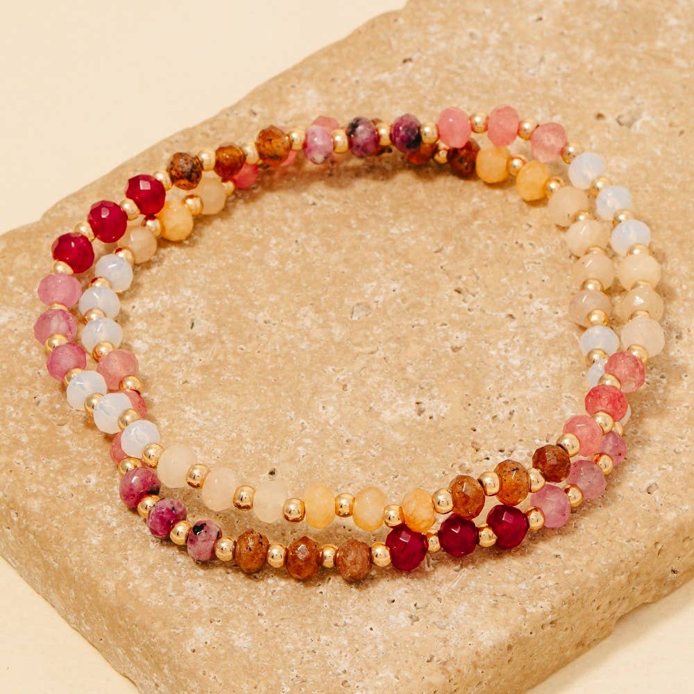 Semi Precious Faceted Stone Beaded Bracelet