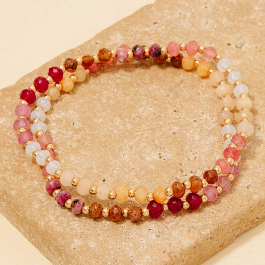 Semi Precious Faceted Stone Beaded Bracelet