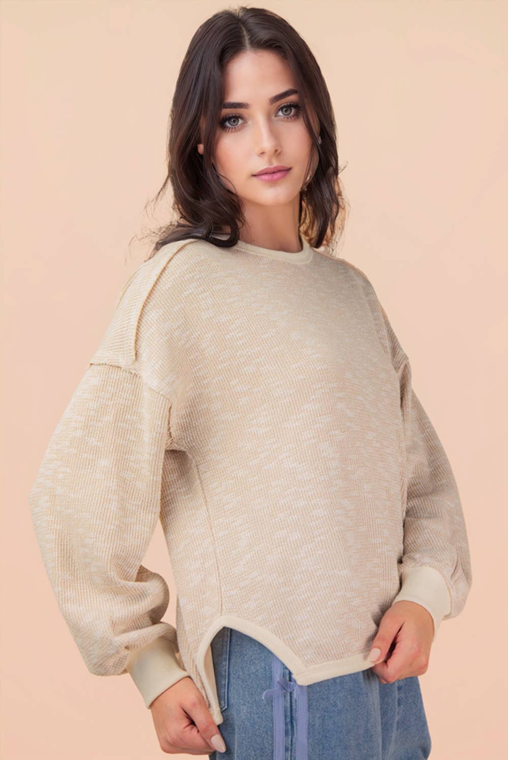 Oversized Printed Knit Casual Top