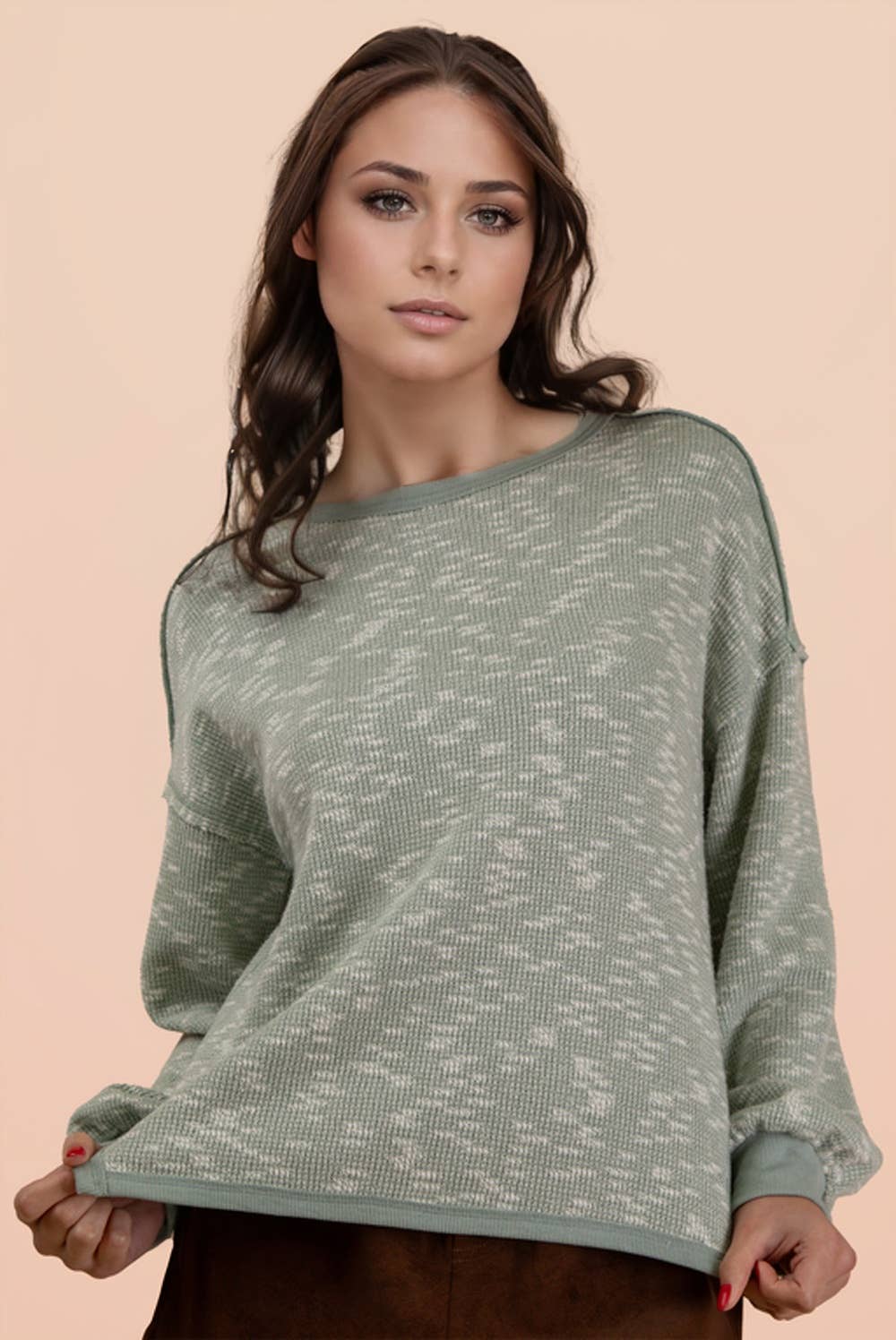 Oversized Printed Knit Casual Top