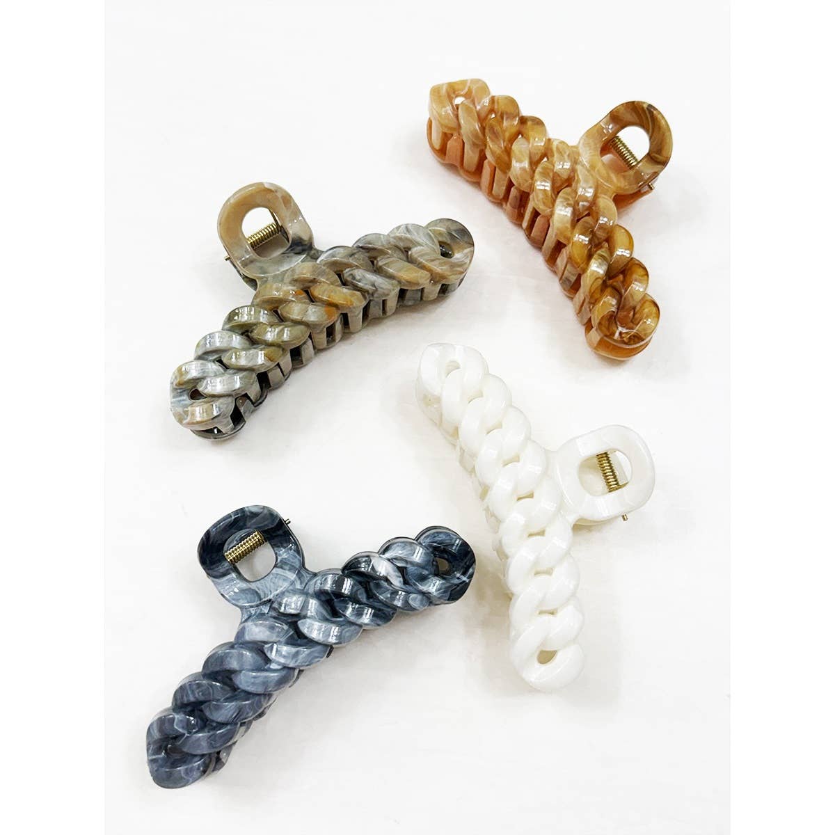 **DOORBUSTER** Neutral Tone Marble Chain Pattern Hair Claw Clip