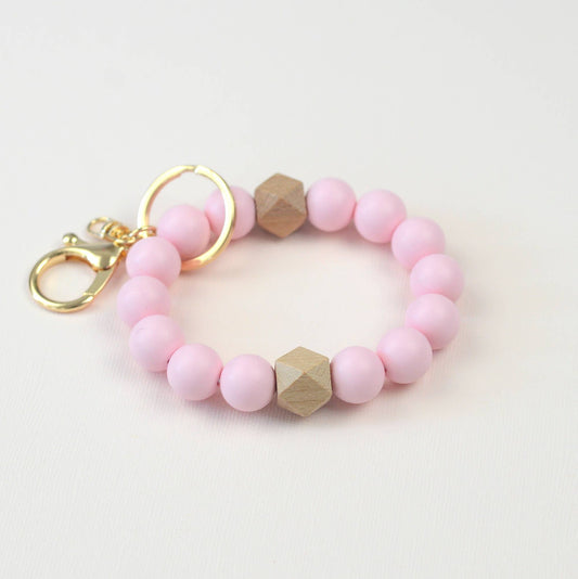 Solid Neutrals Silicone Keyring, Wristlet Keychain, Beaded