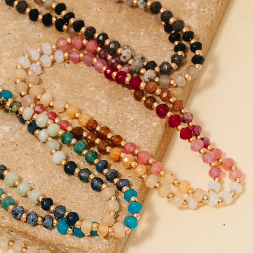 Semi Precious Faceted Stone Beaded Bracelet