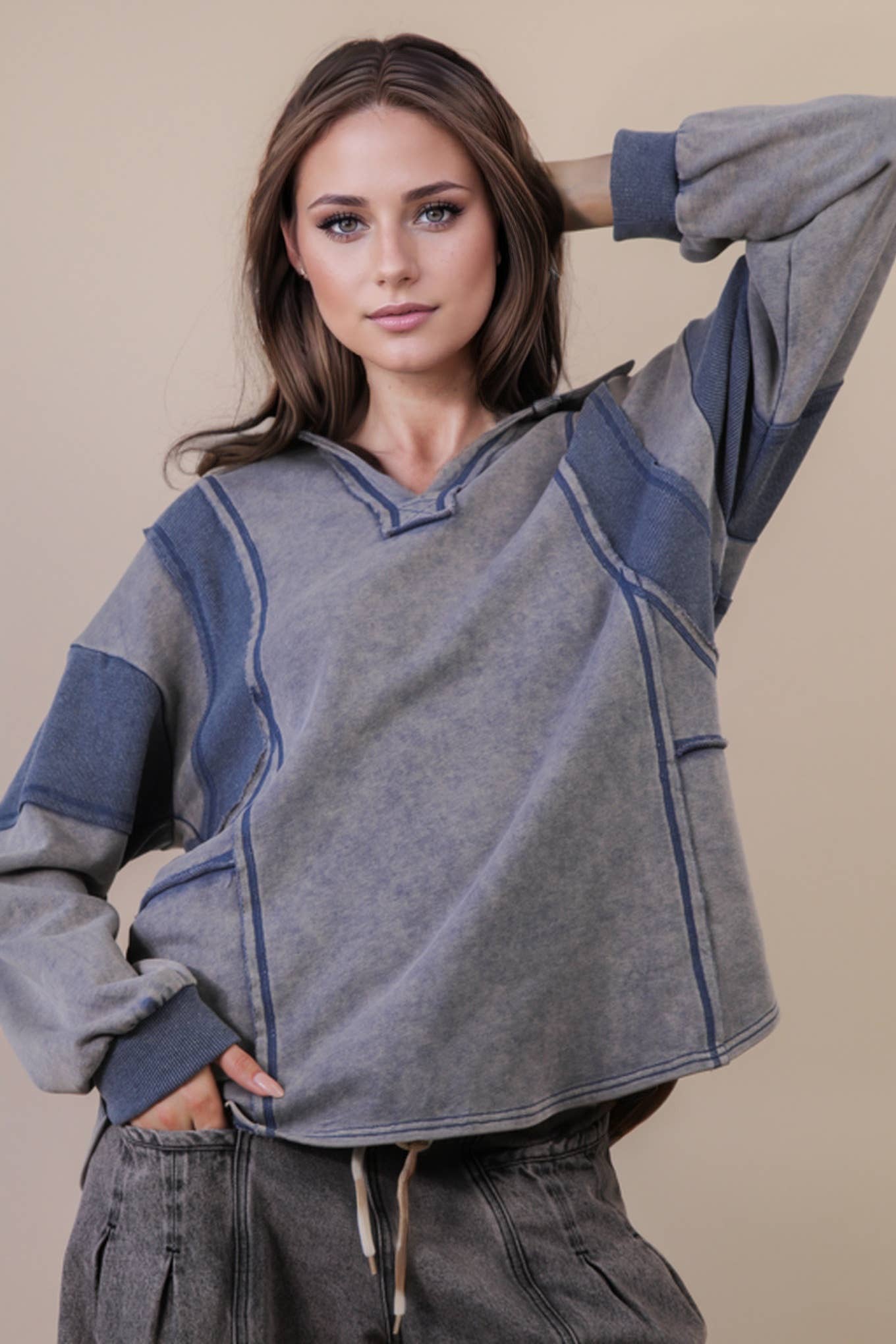 Mineral Washed Oversized French Terry Knit Top